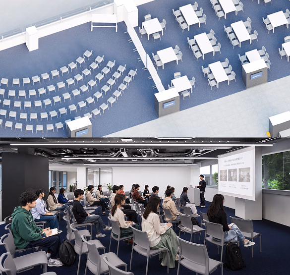 学習スペースの位置と実際の様子