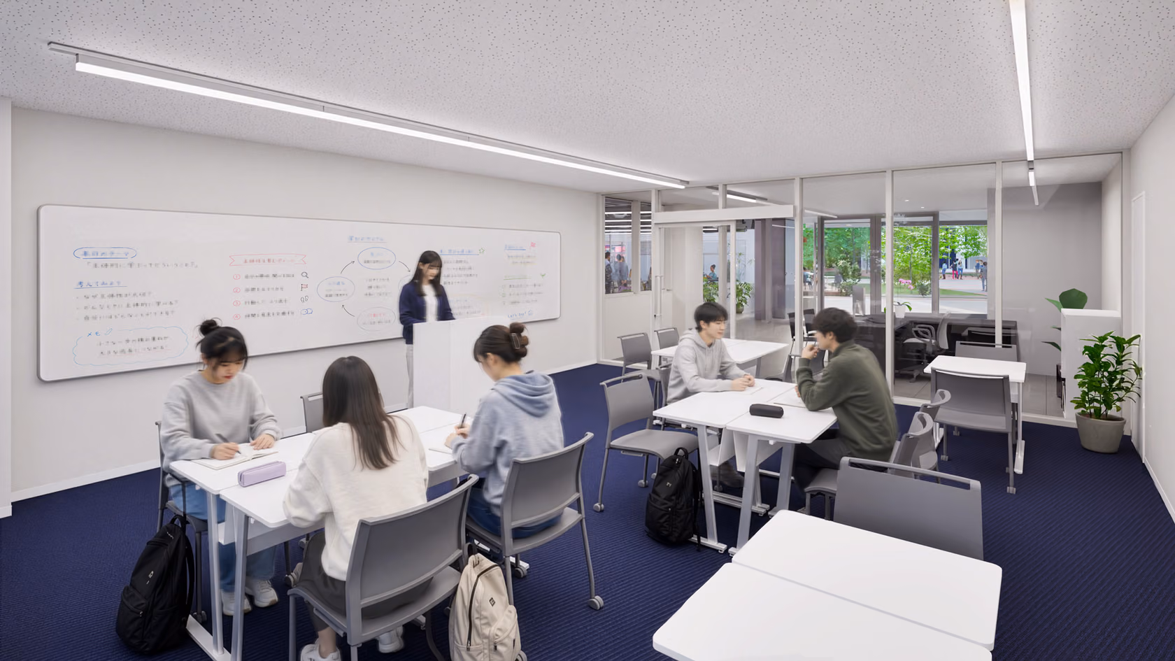 学習支援室で学生をサポートする様子